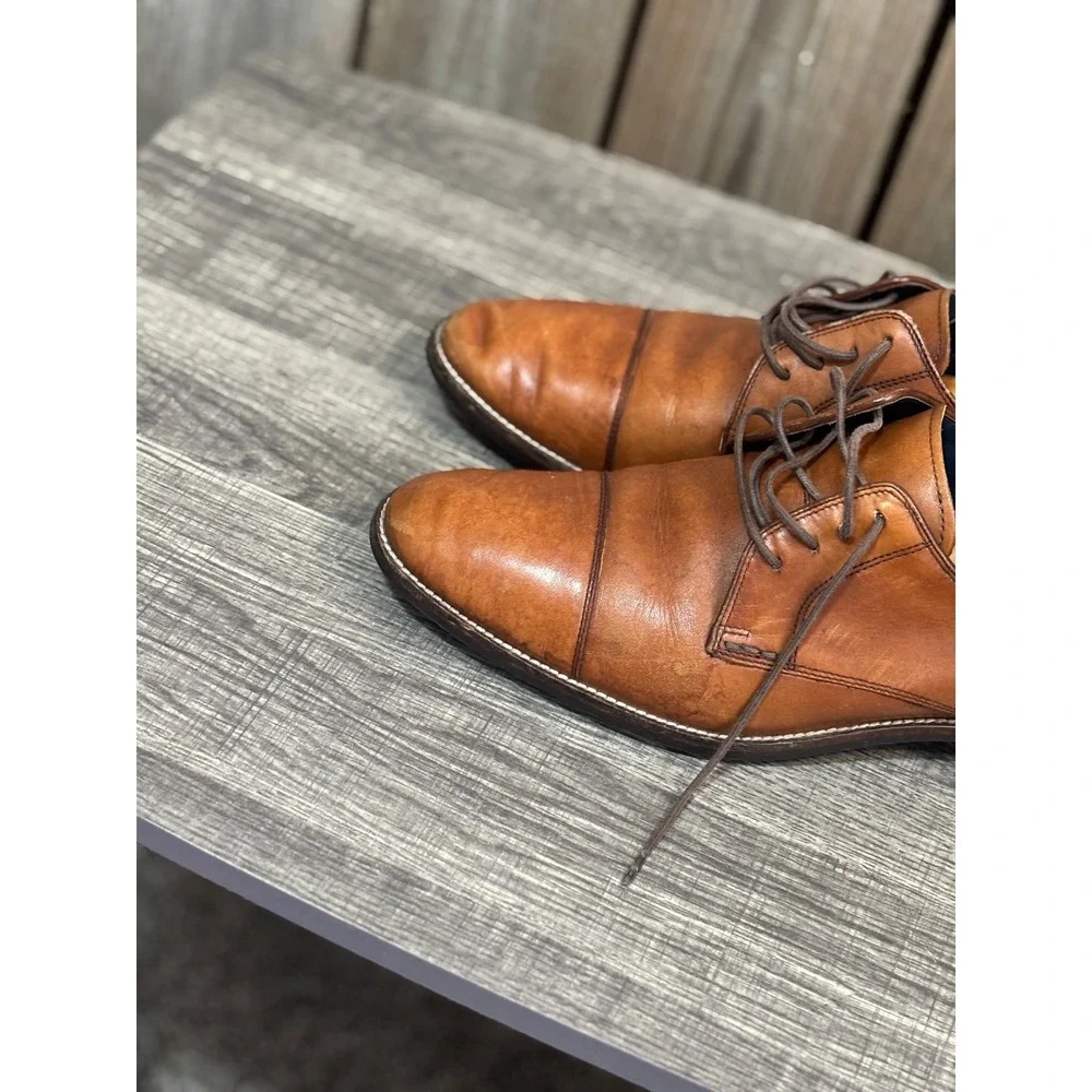 Cole Haan Grand.OS Mens Tan Brown Leather Cap Toe Derby Dress Shoes Size 5 D